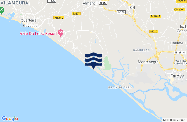 Mappa delle maree di Praia da Quinta do Lago, Portugal