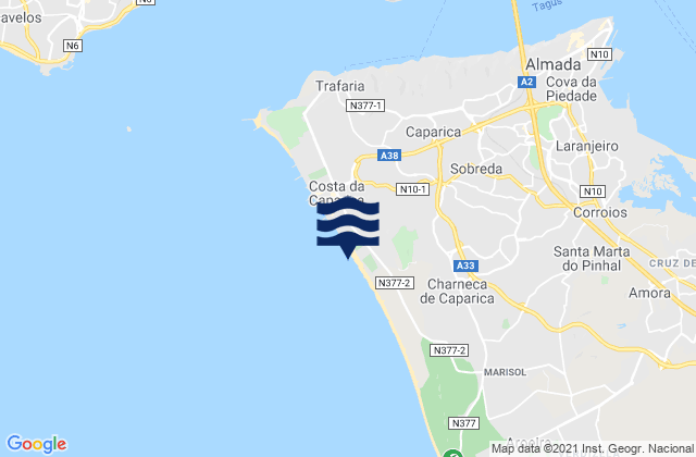 Mappa delle maree di Praia da Saude, Portugal