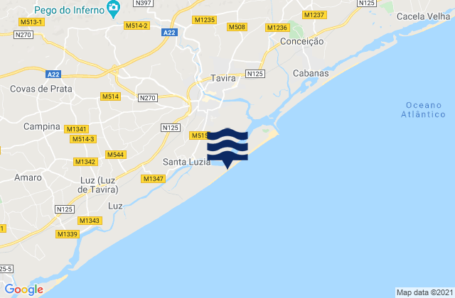 Mappa delle maree di Praia da Terra Estreita, Portugal