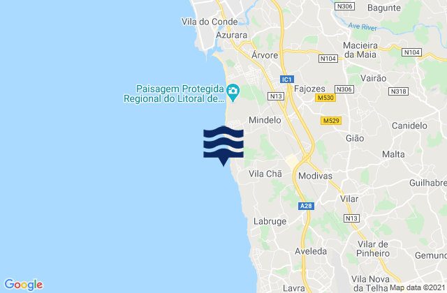 Mappa delle maree di Praia da Terra Nova, Portugal