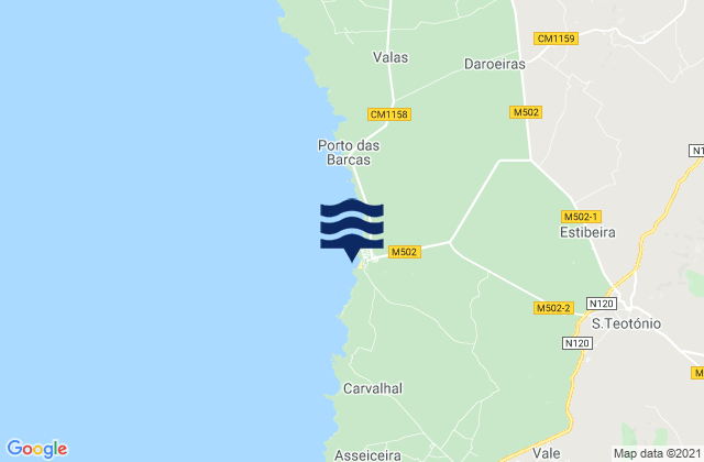 Mappa delle maree di Praia da Zambujeira, Portugal