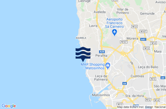 Mappa delle maree di Praia das Salinas, Portugal