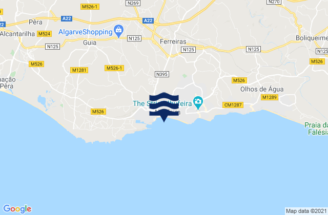 Mappa delle maree di Praia de Albufeira, Portugal