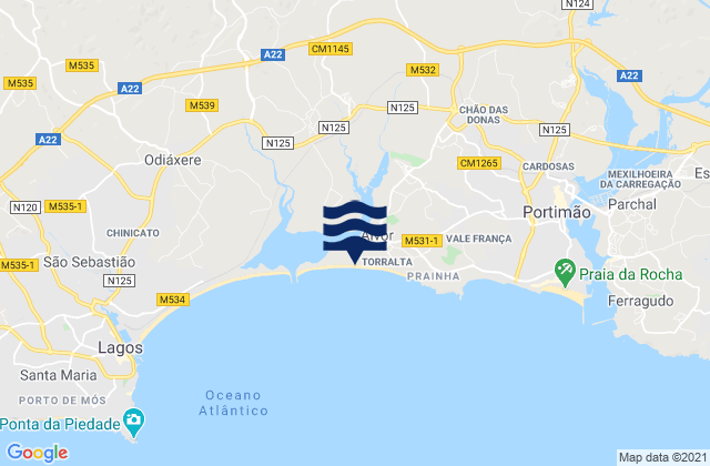 Mappa delle maree di Praia de Alvor, Portugal
