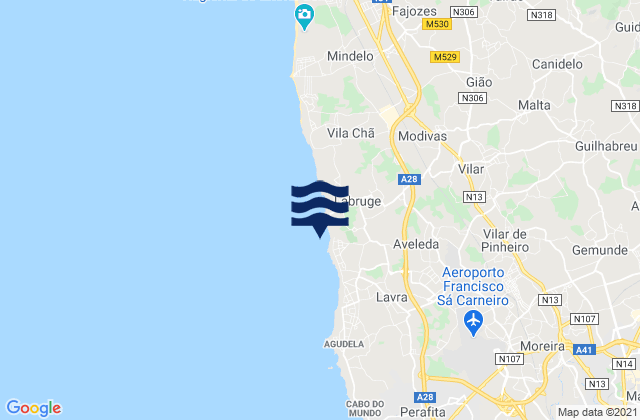 Mappa delle maree di Praia de Angeiras, Portugal