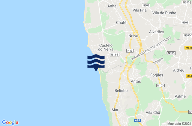 Mappa delle maree di Praia de Antas, Portugal