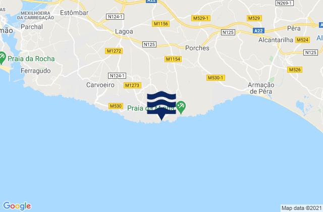Mappa delle maree di Praia de Benagil, Portugal