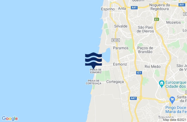 Mappa delle maree di Praia de Esmoriz, Portugal