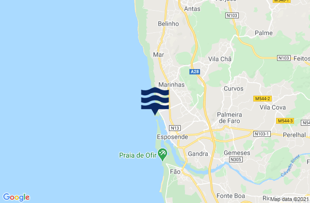 Mappa delle maree di Praia de Esposende, Portugal
