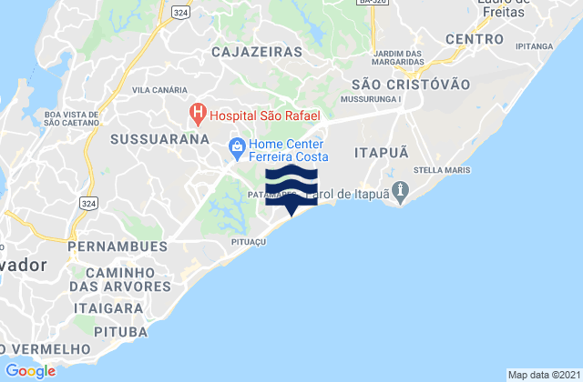 Mappa delle maree di Praia de Jaguaribe, Brazil