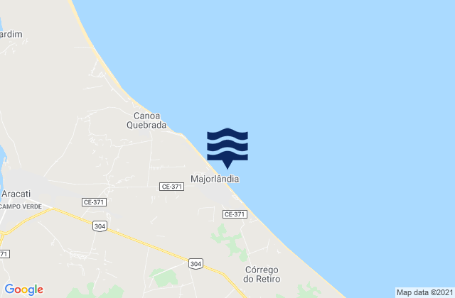 Mappa delle maree di Praia de Majorlândia, Brazil