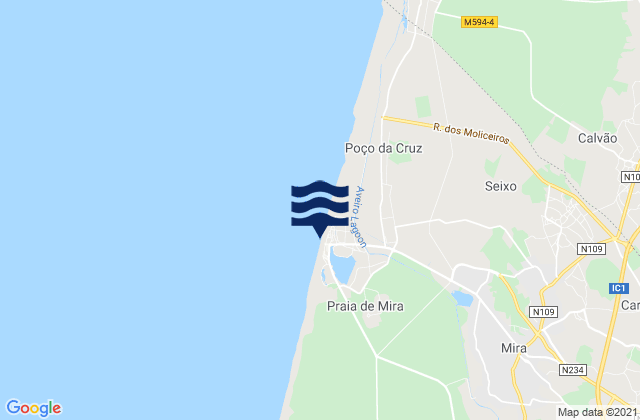 Mappa delle maree di Praia de Mira, Portugal