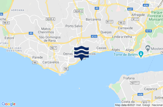 Mappa delle maree di Praia de Paço de Arcos, Portugal