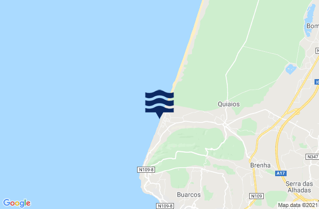 Mappa delle maree di Praia de Quiaios, Portugal