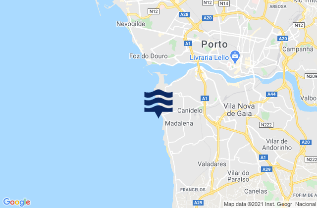 Mappa delle maree di Praia de Salgueiros, Portugal