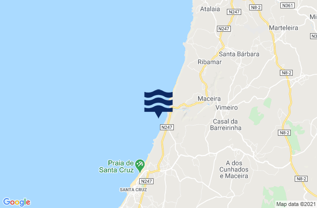 Mappa delle maree di Praia de Santa Rita, Portugal