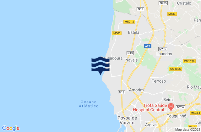 Mappa delle maree di Praia de Santo André, Portugal