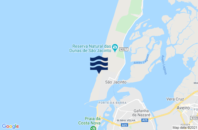 Mappa delle maree di Praia de São Jacinto, Portugal