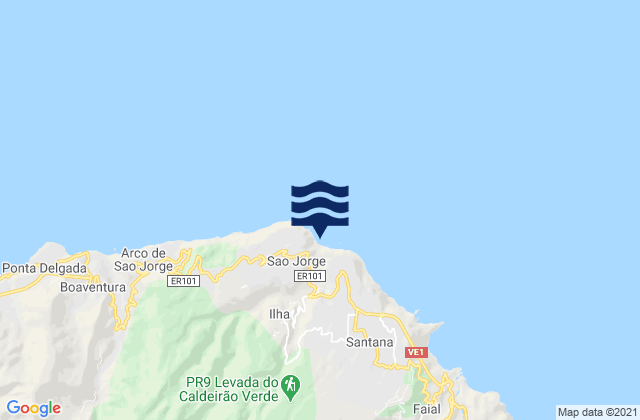Mappa delle maree di Praia de São Jorge, Portugal
