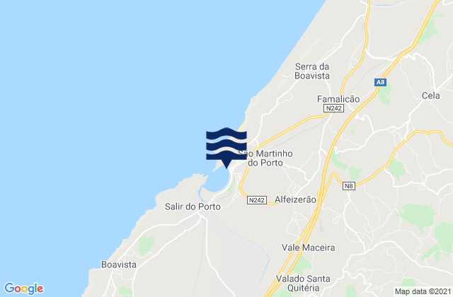 Mappa delle maree di Praia de São Martinho do Porto, Portugal