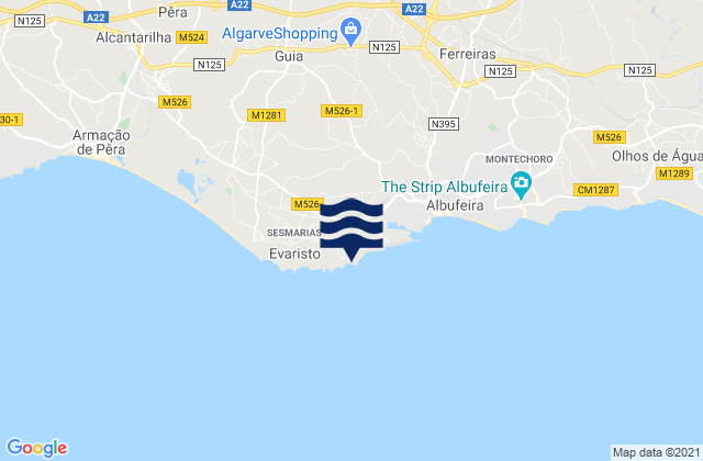 Mappa delle maree di Praia de São Rafael, Portugal