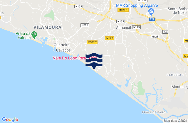 Mappa delle maree di Praia de Vale do Lobo, Portugal