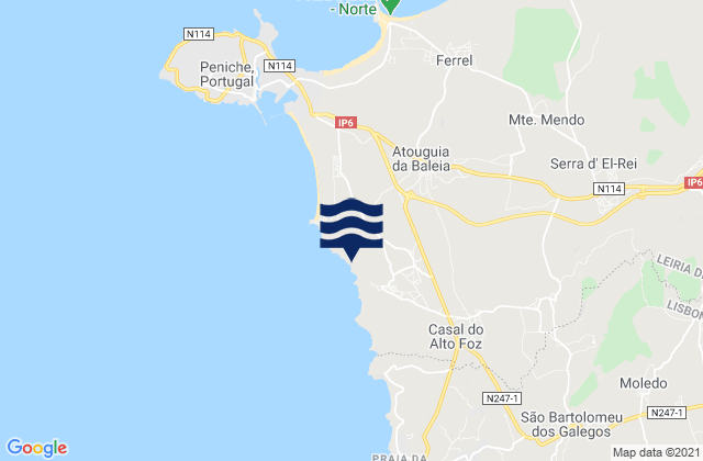 Mappa delle maree di Praia do Alto de Santa Luzia, Portugal