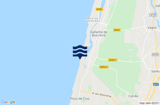 Mappa delle maree di Praia do Areão, Portugal