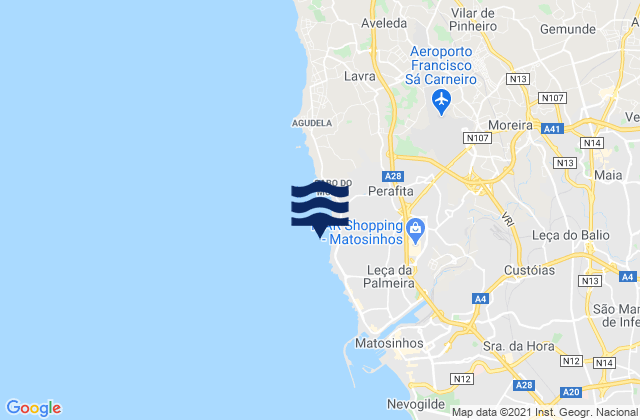 Mappa delle maree di Praia do Aterro, Portugal