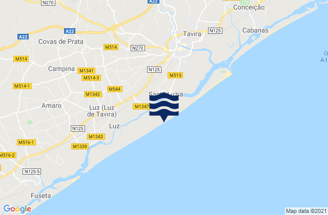 Mappa delle maree di Praia do Barril, Portugal