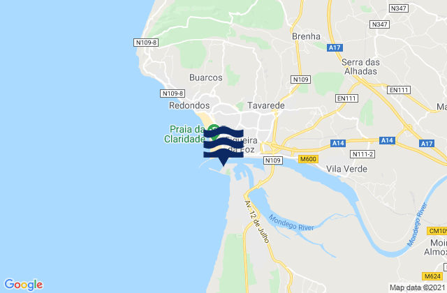 Mappa delle maree di Praia do Cabedelinho, Portugal