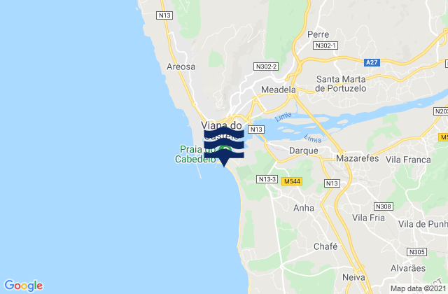 Mappa delle maree di Praia do Cabedelo, Portugal