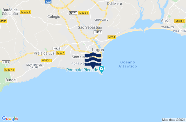 Mappa delle maree di Praia do Canavial, Portugal