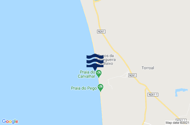 Mappa delle maree di Praia do Carvalhal, Portugal