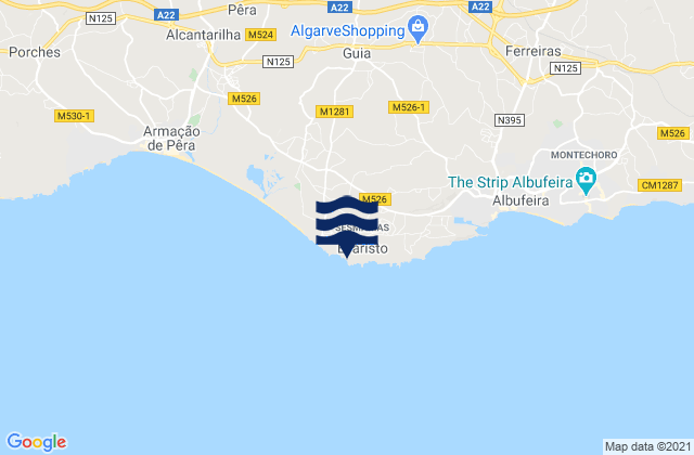Mappa delle maree di Praia do Evaristo, Portugal