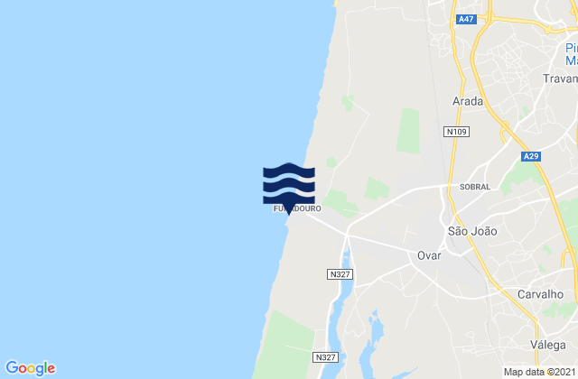 Mappa delle maree di Praia do Furadouro, Portugal