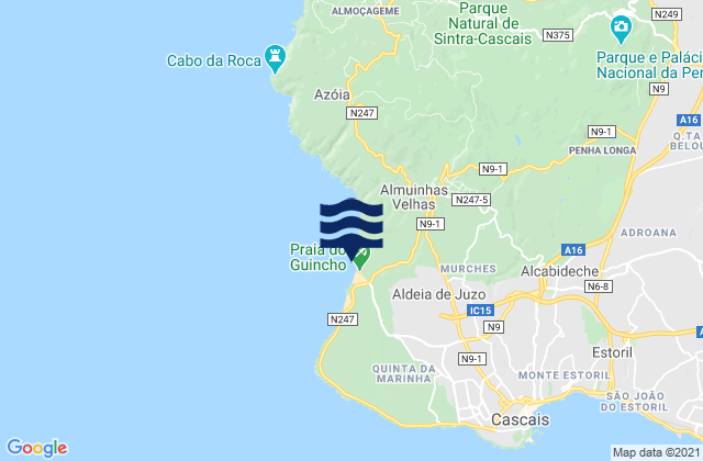 Mappa delle maree di Praia do Guincho, Portugal