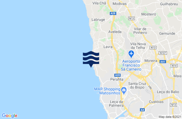 Mappa delle maree di Praia do Marreco, Portugal