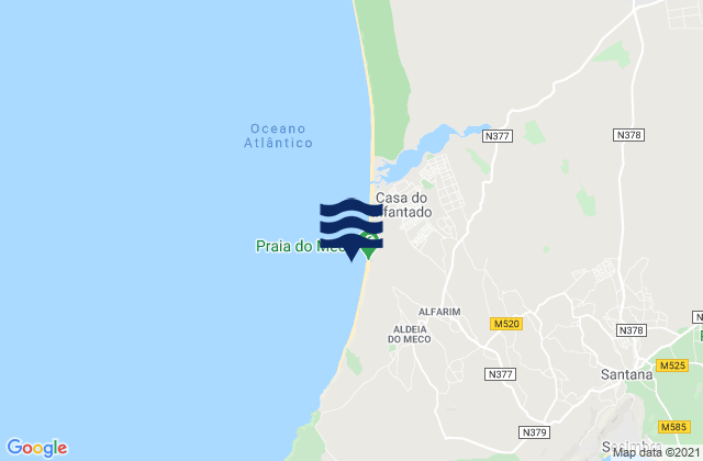 Mappa delle maree di Praia do Meco, Portugal