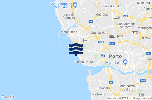 Mappa delle maree di Praia do Molhe, Portugal