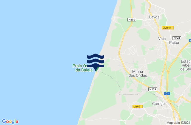 Mappa delle maree di Praia do Osso da Baleia, Portugal