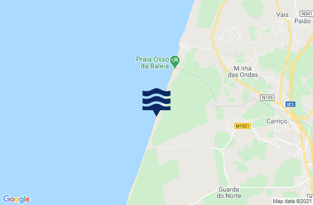 Mappa delle maree di Praia do Osso da Baleia, Portugal