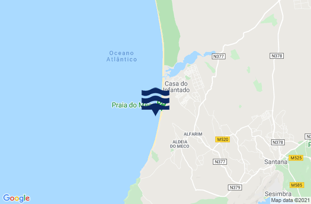 Mappa delle maree di Praia do Peixe, Portugal