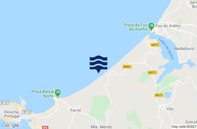 Mappa delle maree di Praia do Pico da Antena, Portugal
