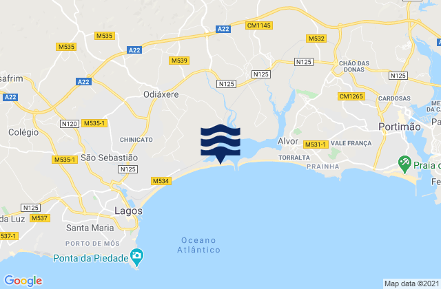 Mappa delle maree di Praia do Vale da Lama, Portugal