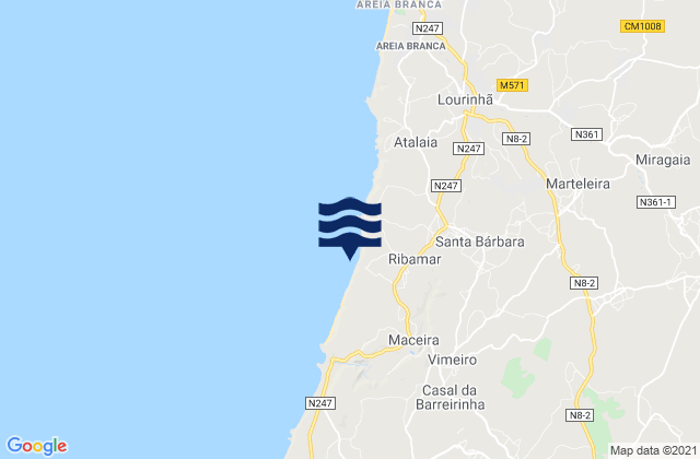 Mappa delle maree di Praia do Valmitão, Portugal