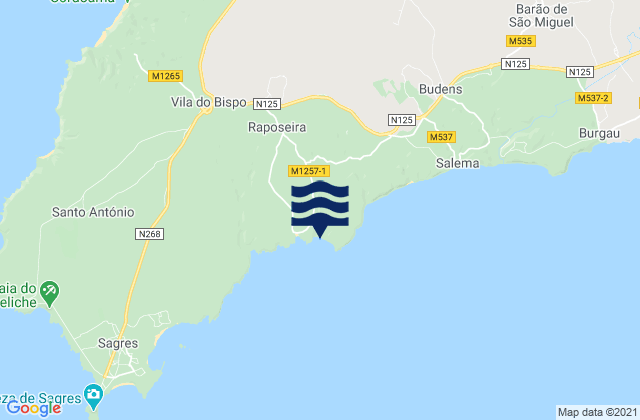 Mappa delle maree di Praia do Zavial, Portugal