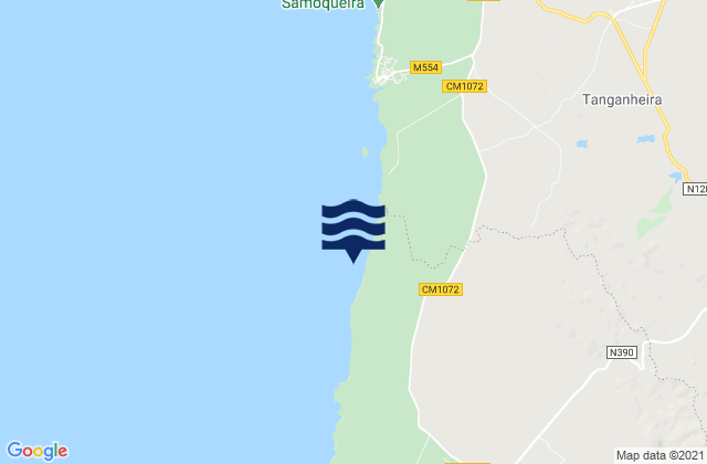 Mappa delle maree di Praia dos Aivados, Portugal