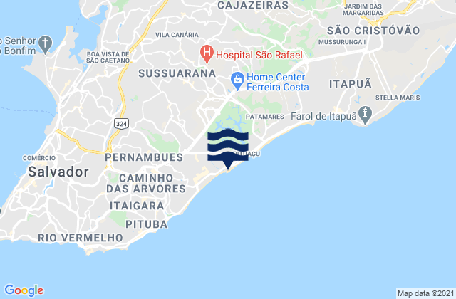 Mappa delle maree di Praia dos Artistas, Brazil