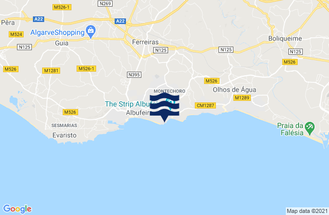 Mappa delle maree di Praia dos Aveiros, Portugal